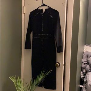 Long black with cheetah trimming dress